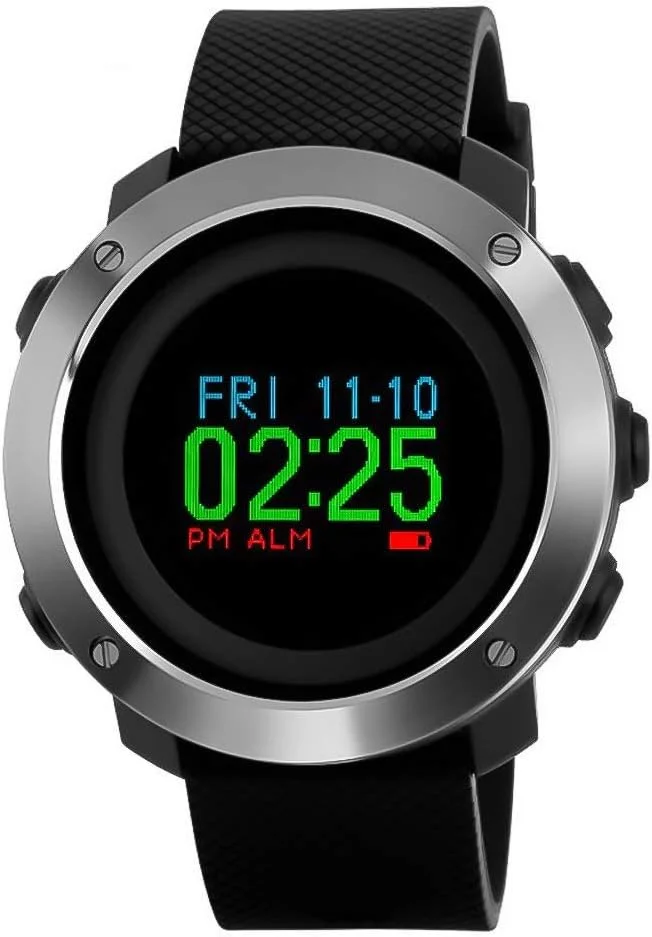 ساعت مچی دیجیتال اسپرت مردانه Skmei، ساعت های ضد آب نظامی قطب نما کرنومتر گام شمار با صفحه نمایش رنگارنگ، 1-مشکی، 46 میلی متر، دیجیتال