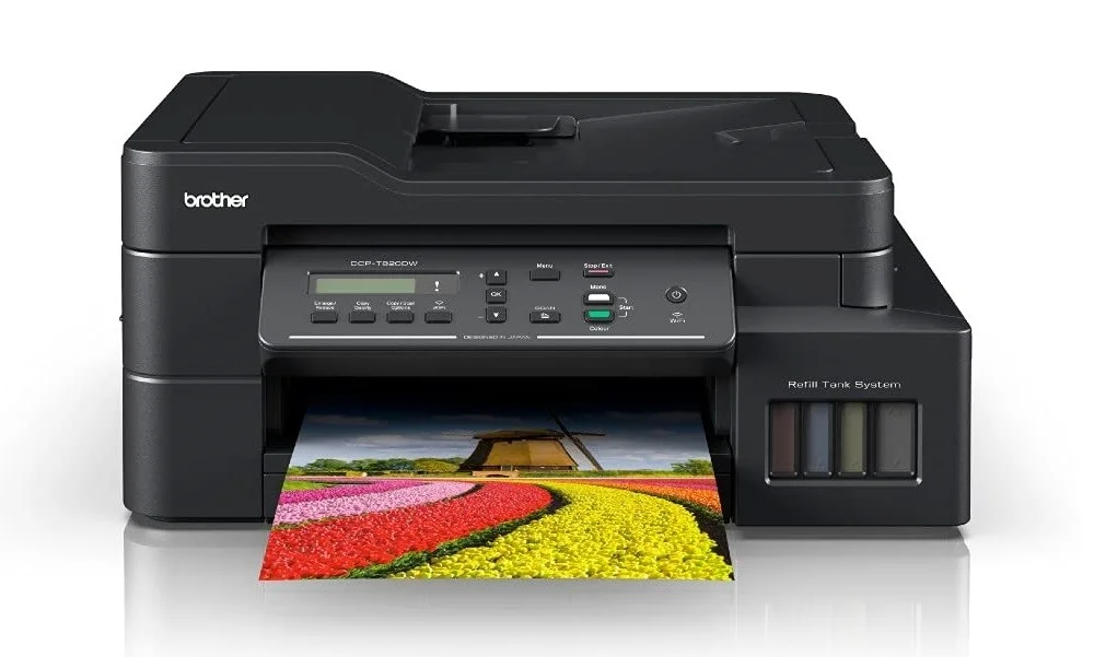 پرینتر جوهرافشان چندکاره Brother مدل DCP-T820DW، چاپ دوروی اتوماتیک، قابلیت چاپ و اسکن موبایل و ابری، اتصال شبکه، بطری های جوهر با بازدهی بالا