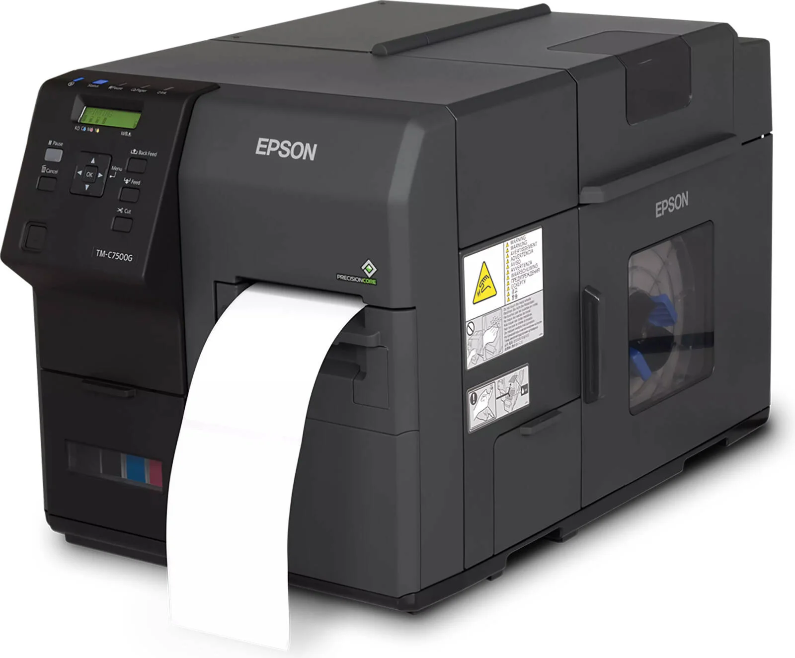 پرینتر لیبل جوهرافشان رنگی اپسون ColorWorks C7500G، حداکثر رزولوشن 600 x 1200 DPI، سرعت چاپ تا 11.8 اینچ در ثانیه، روش پرینت PrecisionCore MicroTFP، USB، اترنت، برش دهنده، مشکی | C31CD84312