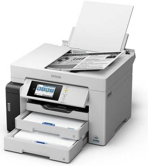 پرینتر سه کاره تک رنگ (سیاه و سفید) A3 اپسون EcoTank Pro M15180 با صفحه لمسی، رزولوشن 4800x1200 DPI، سرعت چاپ 25 صفحه در دقیقه، ظرفیت سینی خروجی 125 برگ، حجم چاپ 66000 صفحه در ماه، سفید | C11CJ41407BY پرینتر سه کاره تک رنگ (سیاه و سفید) A3 اپسون EcoTank Pro M15180 با صفحه لمسی، رزولوشن 4800x1200 DPI، سرعت چاپ 25 صفحه در دقیقه، ظرفیت سینی خروجی 125 برگ، حجم چاپ 66000 صفحه در ماه، سفید | C11CJ41407BY