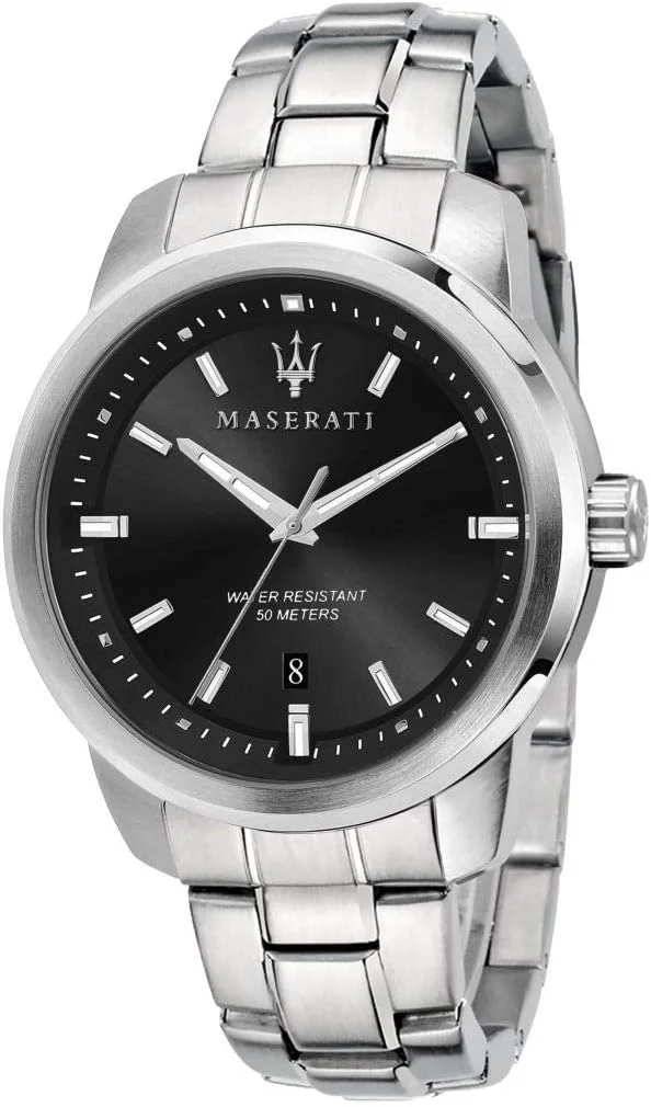 ساعت مردانه مازراتی مدل Successo، نمایش زمان و تاریخ، جنس استیل - R8853121006، نقره ای، 44 میلی متر، بند فلزی