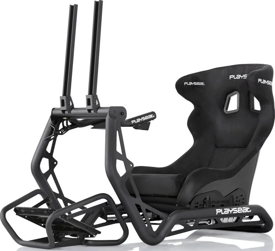 صندلی مسابقه حرفه ای Playseat Sensation Pro، پوشش فلزی کامل، گزینه صندلی قابل تعویض، تنظیمات با کمک نیرو، سازگار با تمام فرمان ها و مجموعه پدال ها، آلکانترا مشکی | RSP00142