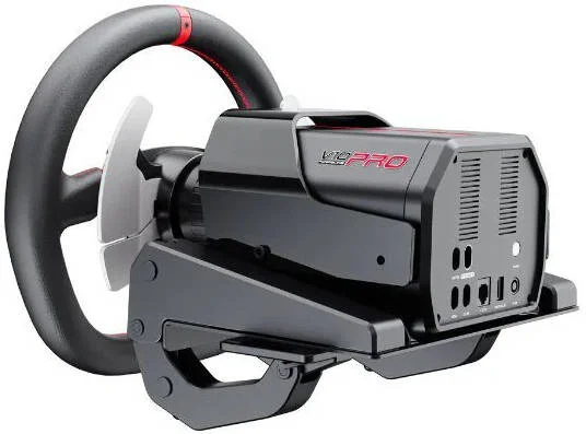 فرمان مسابقه PXN V10 Pro با درایو مستقیم، گشتاور 3.2 نیوتن متر، موتور سروو، فرمان D شکل 270 میلی‌متری، بسته 3 پدال، پدال‌های مغناطیسی اثر هال، شیفترهای پدالی F1، 17 دکمه قابل برنامه‌ریزی، مشکی | V10 Pro