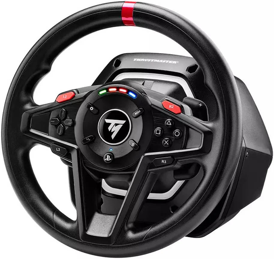 فرمان مسابقه Thrustmaster T-128X، بازخورد نیروی فراگیر، زاویه چرخش تا 900 درجه، چراغ های LED سرعت موتور، پدال های تعویض دنده مغناطیسی، دسترسی آسان به ترمز دستی، برای ایکس باکس، مشکی | TM-WHL-T128-XB