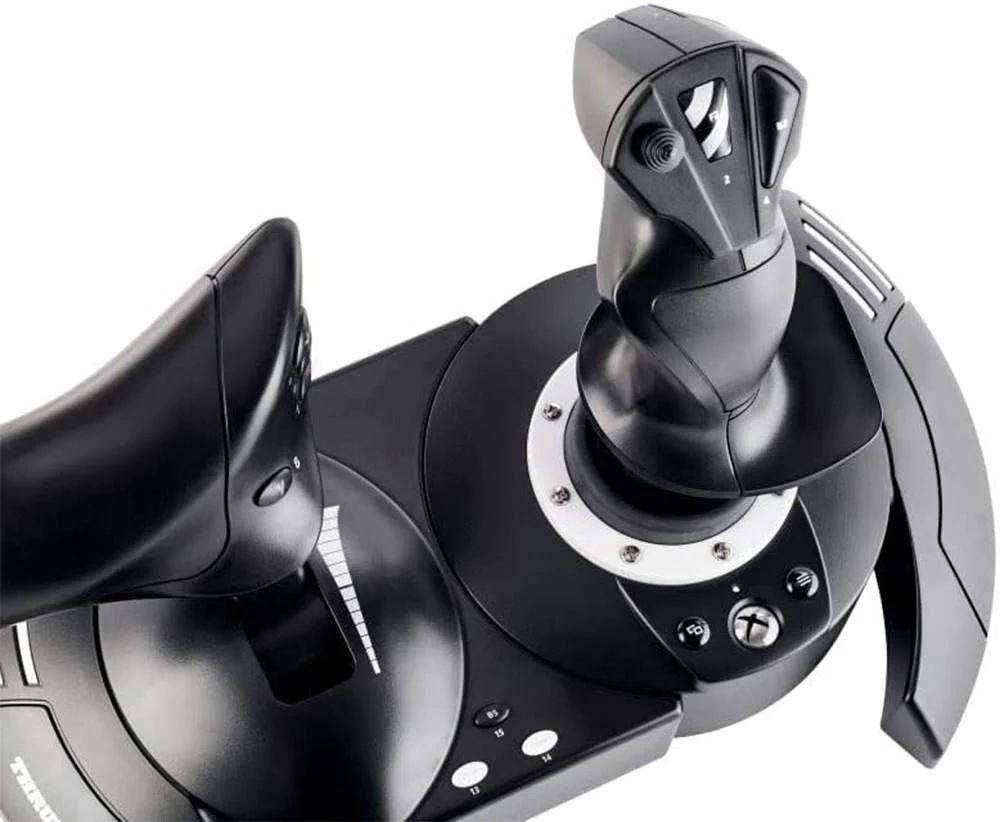 ست کامل T.Flight Full Kit X تراست مستر، جوی استیک ارگونومیک و واقعی، پدال های رادر T.Flight، مناسب برای شبیه سازهای پرواز و بازی ها، سازگار با ویندوز 7 و نسخه های بعدی، مشکی | TM-JSTK-TFLGHT-FULLKIT-XB