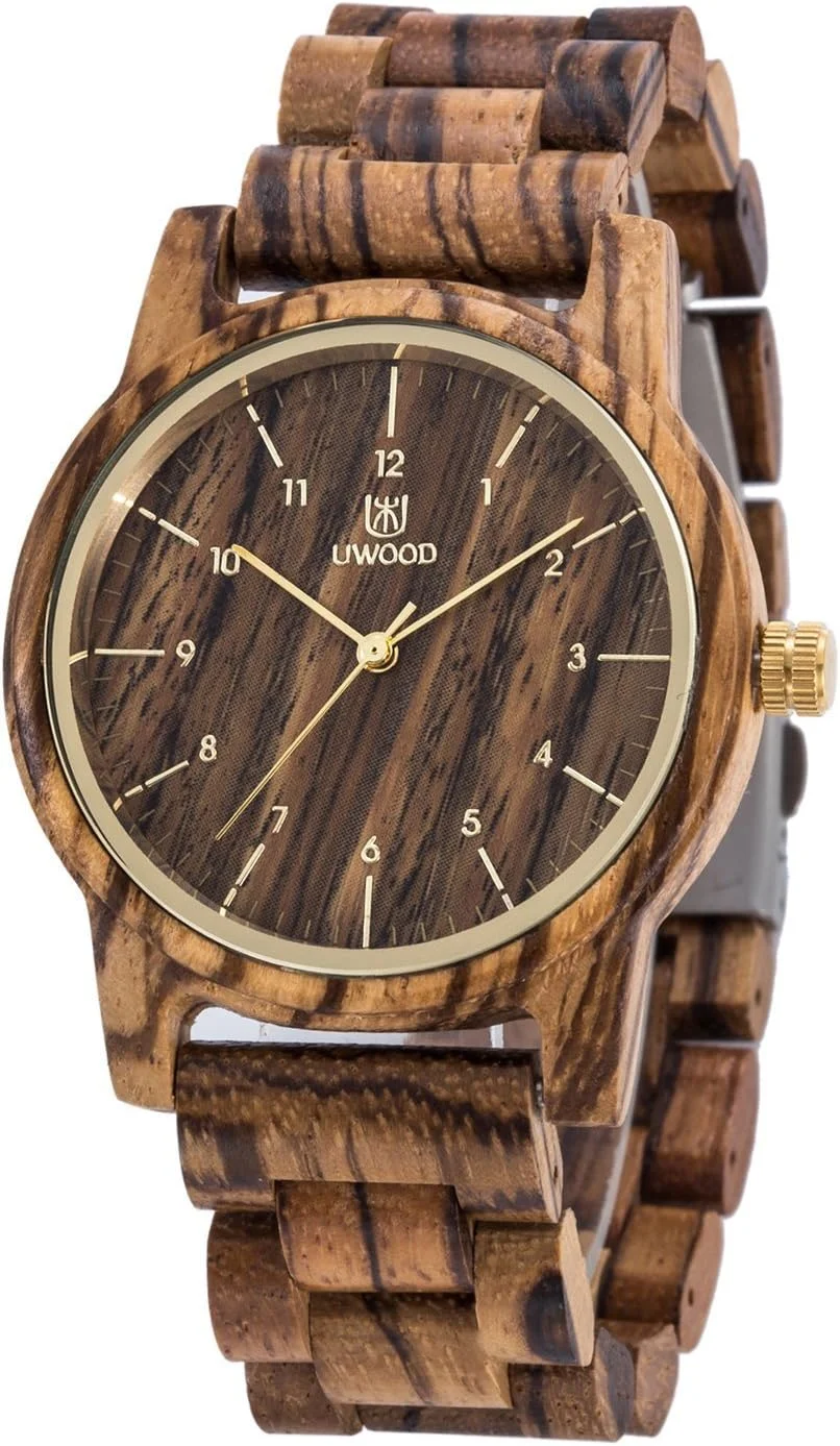 ساعت چوبی Uwood Series 40 mm Unisex ساعت چوبی دست ساز طبیعی با جعبه هدیه و بند قابل تنظیم