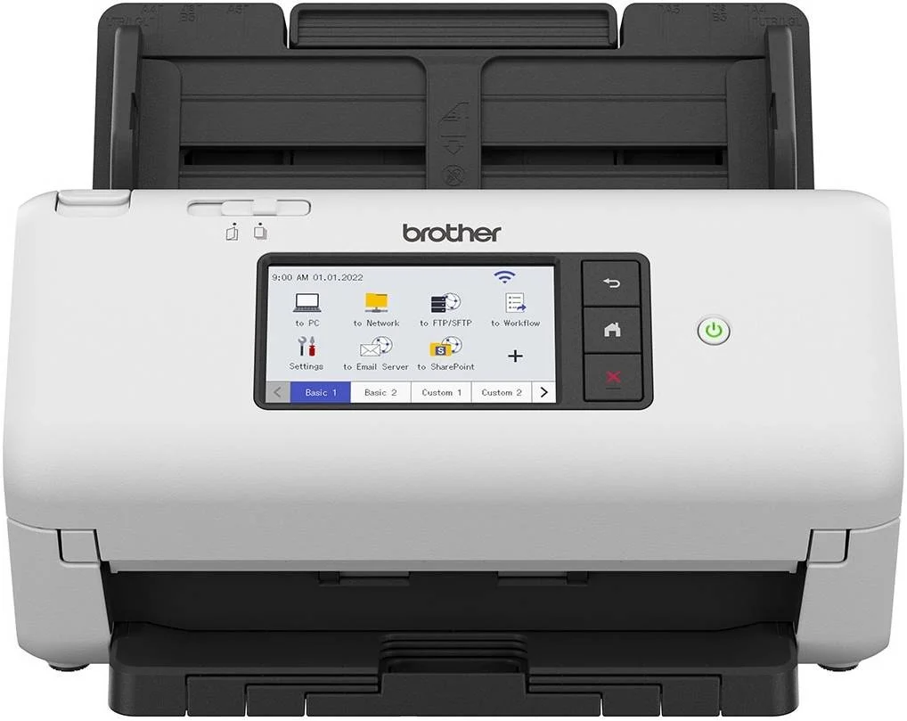 اسکنر رومیزی بیسیم حرفهای Brother ADS-4700W، اسکن یکرو 40 صفحه در دقیقه / دورو 80 تصویر در دقیقه، رزولوشن 600x600dpi، صفحه لمسی 4.3 اینچی، ADF با ظرفیت 80 صفحه، USB/Wi-Fi و اترنت، سفید | 5WDE0800173 اسکنر رومیزی بیسیم حرفهای Brother ADS-4700W، اسکن یکرو 40 صفحه در دقیقه / دورو 80 تصویر در دقیقه، رزولوشن 600x600dpi، صفحه لمسی 4.3 اینچی، ADF با ظرفیت 80 صفحه، USB/Wi-Fi و اترنت، سفید | 5WDE0800173