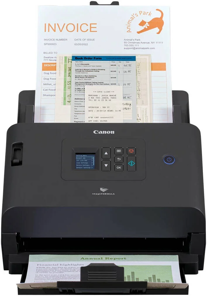 اسکنر اسناد کانن مدل imageFORMULA DR-S250N، حسگر اسکن CIS، حداکثر رزولوشن خروجی 1200 DPI، سرعت اسکن تا 100 PPM، ظرفیت فیدر 60 برگ، مشکی | 6383C003AA