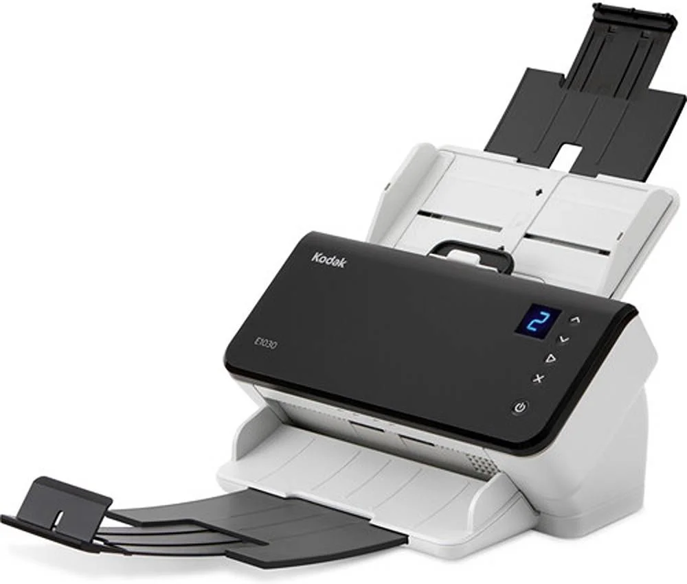اسکنر Kodak Alaris E1030، سرعت اسکن یک رو 30 صفحه در دقیقه و دورو 60 تصویر در دقیقه، فیدر اسناد 80 صفحه ای، رزولوشن 600 DPI، عمق رنگ/خاکستری 24/8 بیتی، سفید/مشکی | 8011876 اسکنر Kodak Alaris E1030، سرعت اسکن یک رو 30 صفحه در دقیقه و دورو 60 تصویر در دقیقه، فیدر اسناد 80 صفحه ای، رزولوشن 600 DPI، عمق رنگ/خاکستری 24/8 بیتی، سفید/مشکی | 8011876