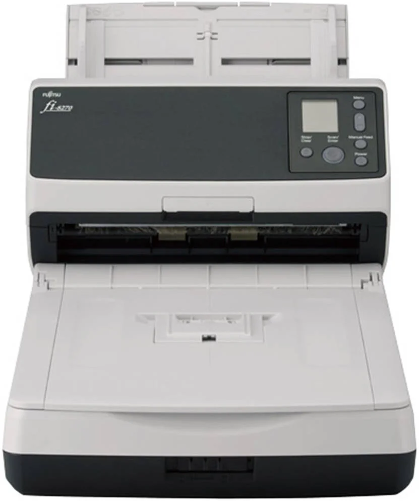 اسکنر تخت خوابی تصویر RICOH fi-8270، سرعت اسکن 70 صفحه در دقیقه، رزولوشن 600 DPI، ظرفیت ADF 100 برگه، تشخیص همپوشانی، کنترل جداسازی خودکار، پنل LCD، سفید - مشکی | PA03810-B551