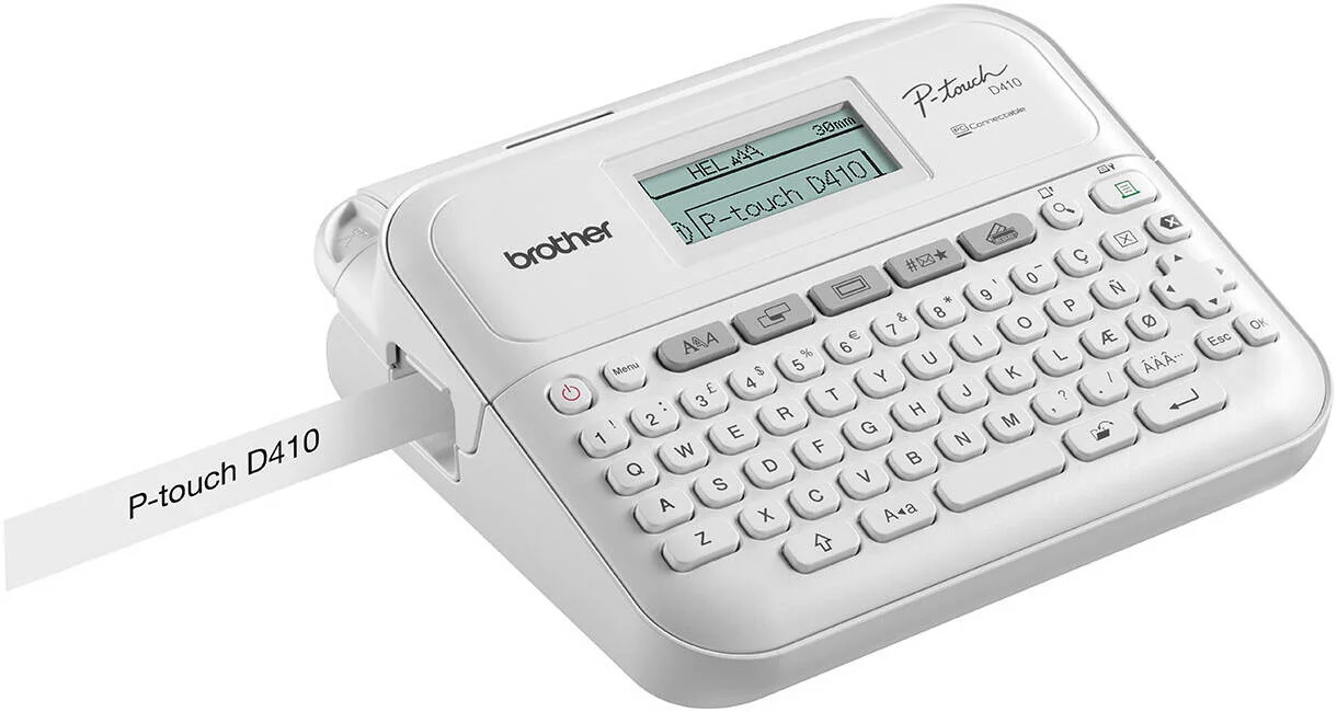 چاپگر برچسب برادر مدل PT-D410، سرعت چاپ سریع 20 میلی متر در ثانیه، 15 فونت داخلی، 120 قاب تزئینی، 700 نماد، 50 حافظه قابل برنامه ریزی، سفید | PTD410 چاپگر برچسب برادر مدل PT-D410، سرعت چاپ سریع 20 میلی متر در ثانیه، 15 فونت داخلی، 120 قاب تزئینی، 700 نماد، 50 حافظه قابل برنامه ریزی، سفید | PTD410