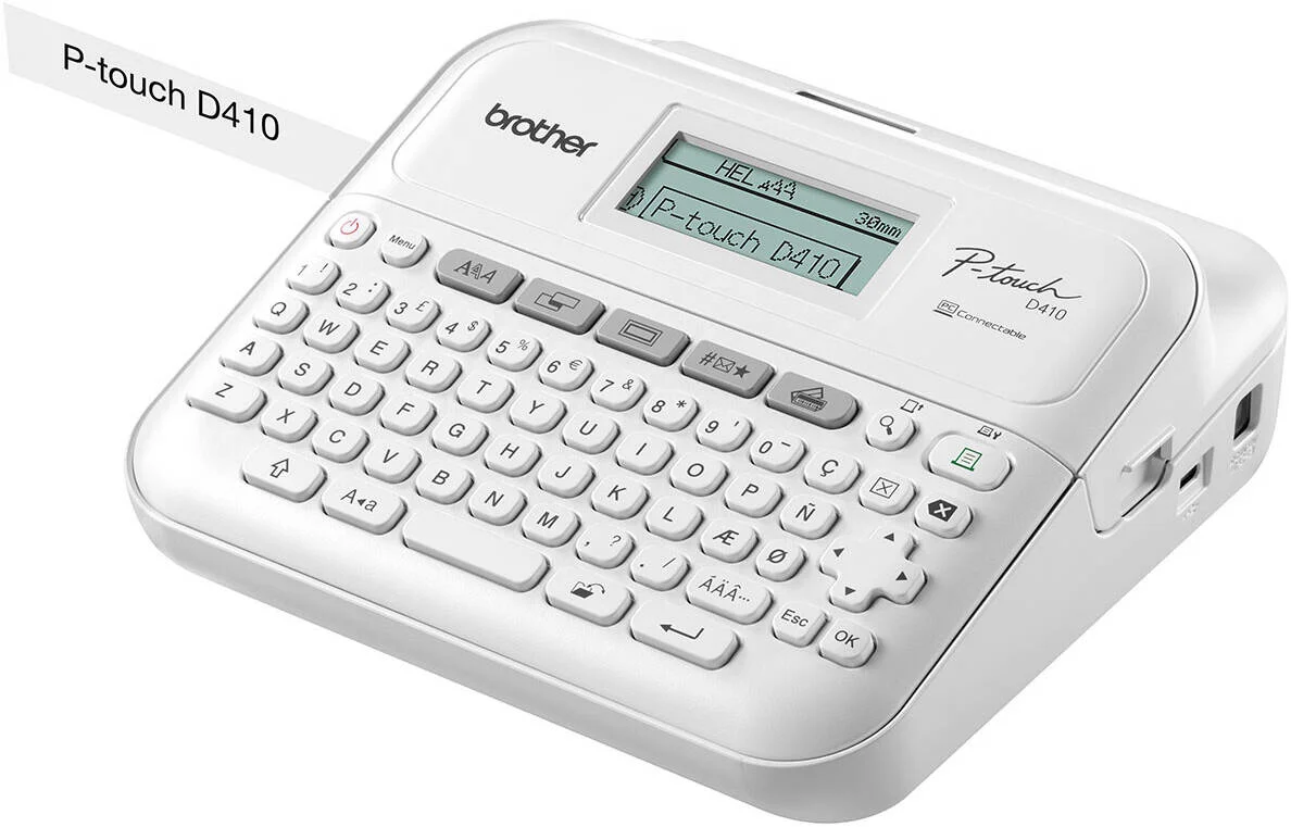 چاپگر برچسب برادر مدل PT-D410، سرعت چاپ سریع 20 میلی متر در ثانیه، 15 فونت داخلی، 120 قاب تزئینی، 700 نماد، 50 حافظه قابل برنامه ریزی، سفید | PTD410 چاپگر برچسب برادر مدل PT-D410، سرعت چاپ سریع 20 میلی متر در ثانیه، 15 فونت داخلی، 120 قاب تزئینی، 700 نماد، 50 حافظه قابل برنامه ریزی، سفید | PTD410