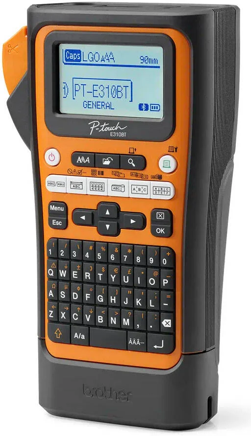 دستگاه لیبل زن حرفه ای قابل حمل برادر مدل PT-E310BTVP، رزولوشن 180 DPI، سرعت چاپ تا 20mm/Sec، برشگر صنعتی، چاپ تا عرض 18mm، صفحه کلید QWERTY، مشکی/نارنجی | PT-E310BTVP دستگاه لیبل زن حرفه ای قابل حمل برادر مدل PT-E310BTVP، رزولوشن 180 DPI، سرعت چاپ تا 20mm/Sec، برشگر صنعتی، چاپ تا عرض 18mm، صفحه کلید QWERTY، مشکی/نارنجی | PT-E310BTVP
