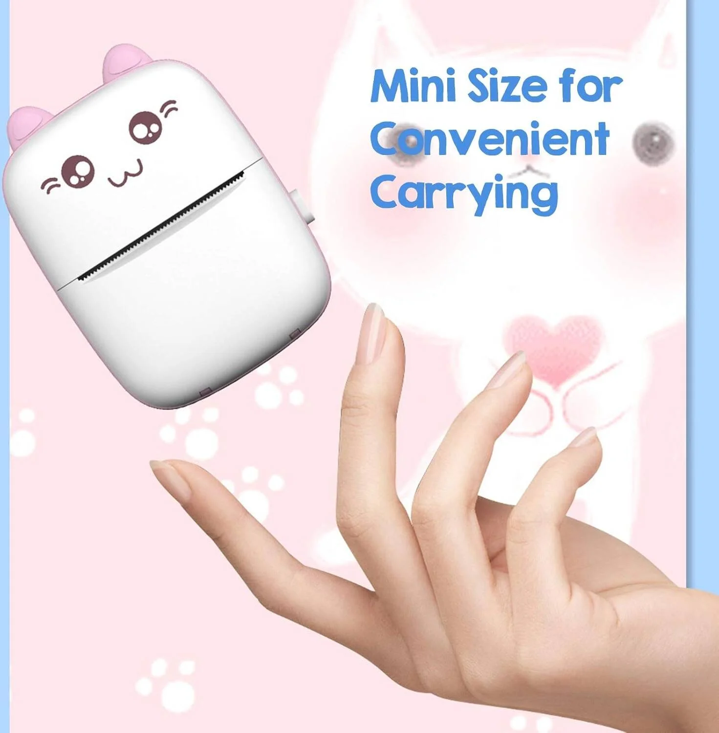 چاپگر حرارتی بلوتوثی جیبی کوچک قابل حمل با کاغذ چاپ حرارتی و کابل USB برای چاپ یادداشت، عکس و اسناد وب