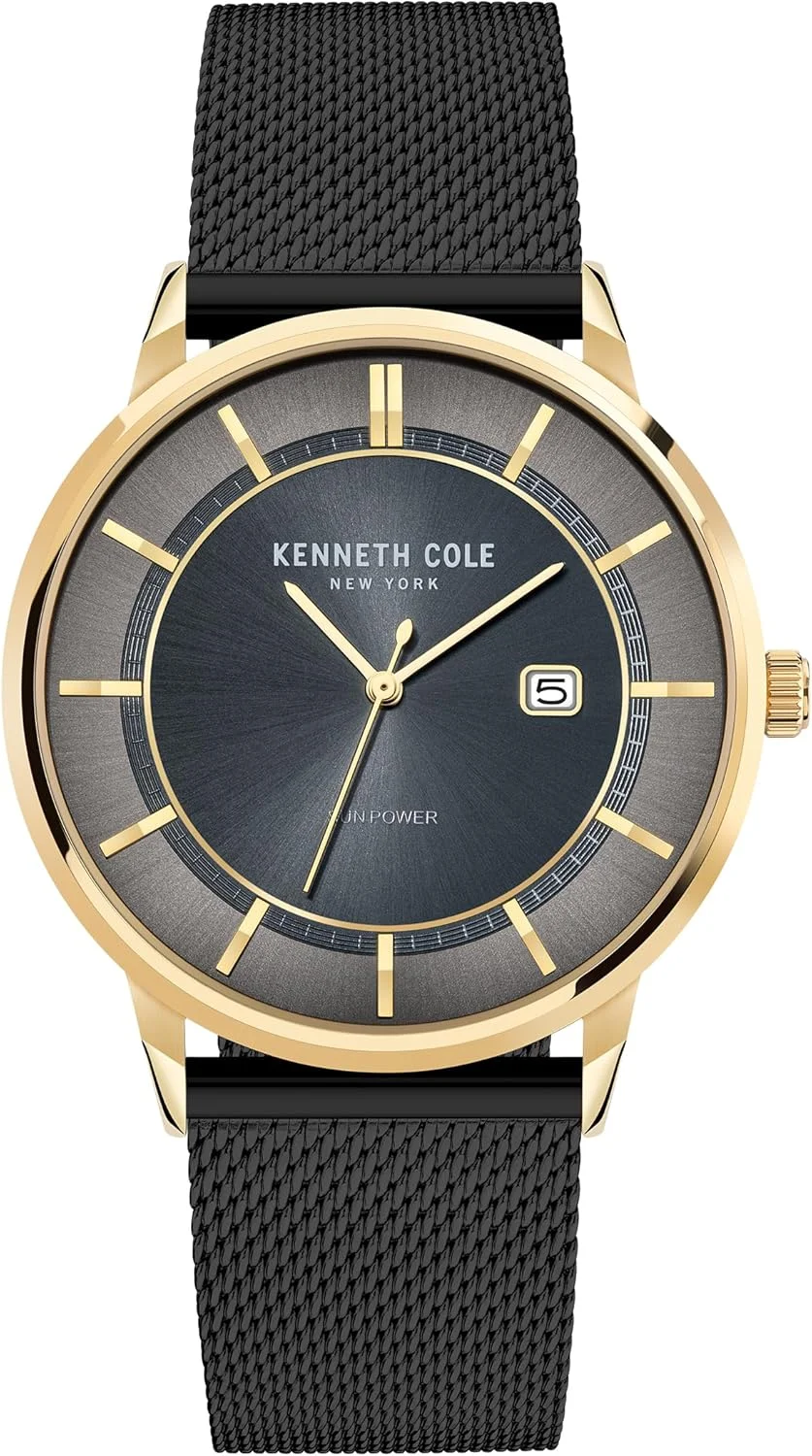 ساعت مچی مردانه آنالوگ Kenneth Cole New York Modern Classic با صفحه خاکستری و بند استیل ضد زنگ مشکی - 42 میلی متر