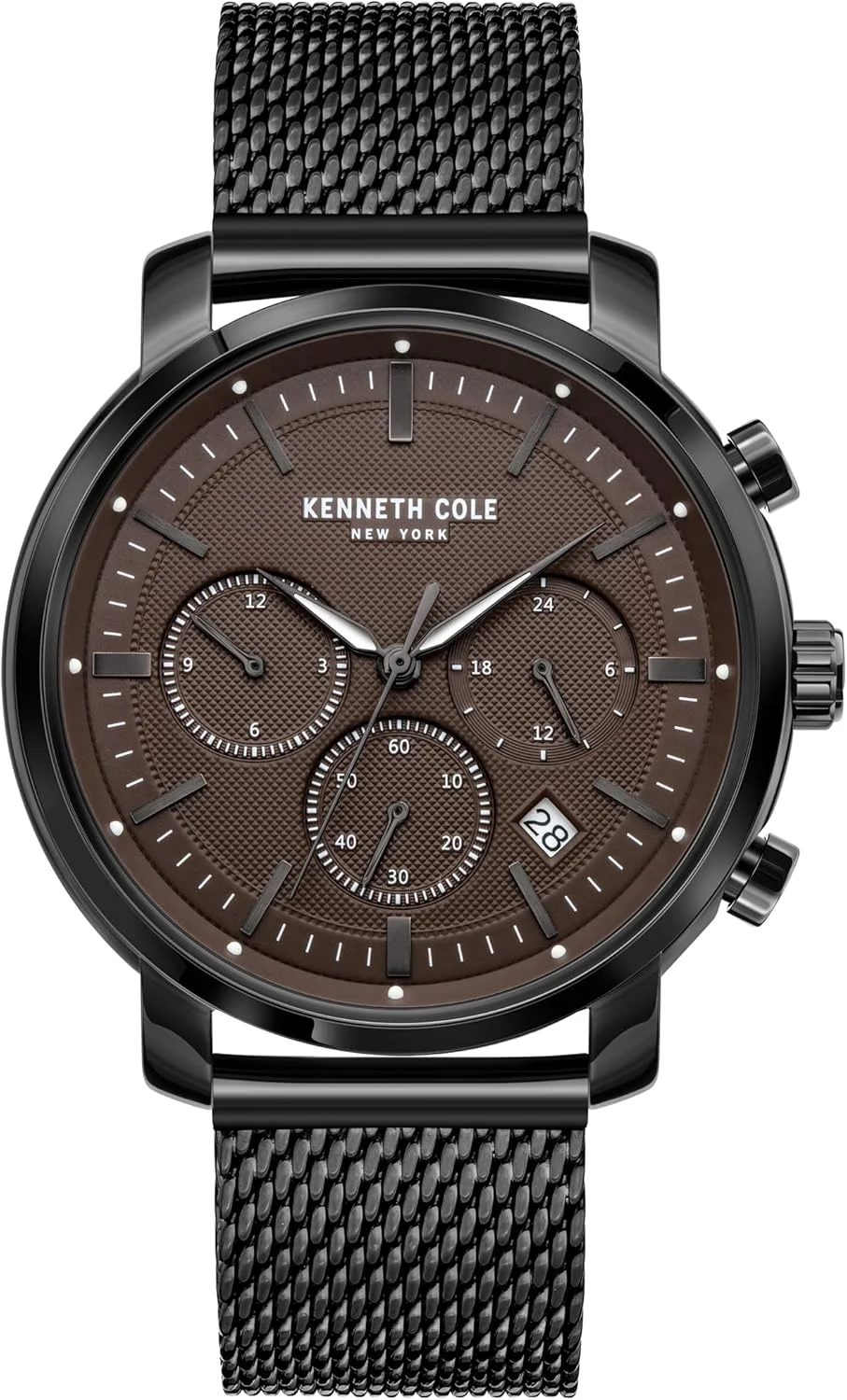 ساعت مچی مردانه کلاسیک مدرن Kenneth Cole New York با صفحه قهوه ای و بند استیل ضد زنگ مشکی - 42.5 میلی متر