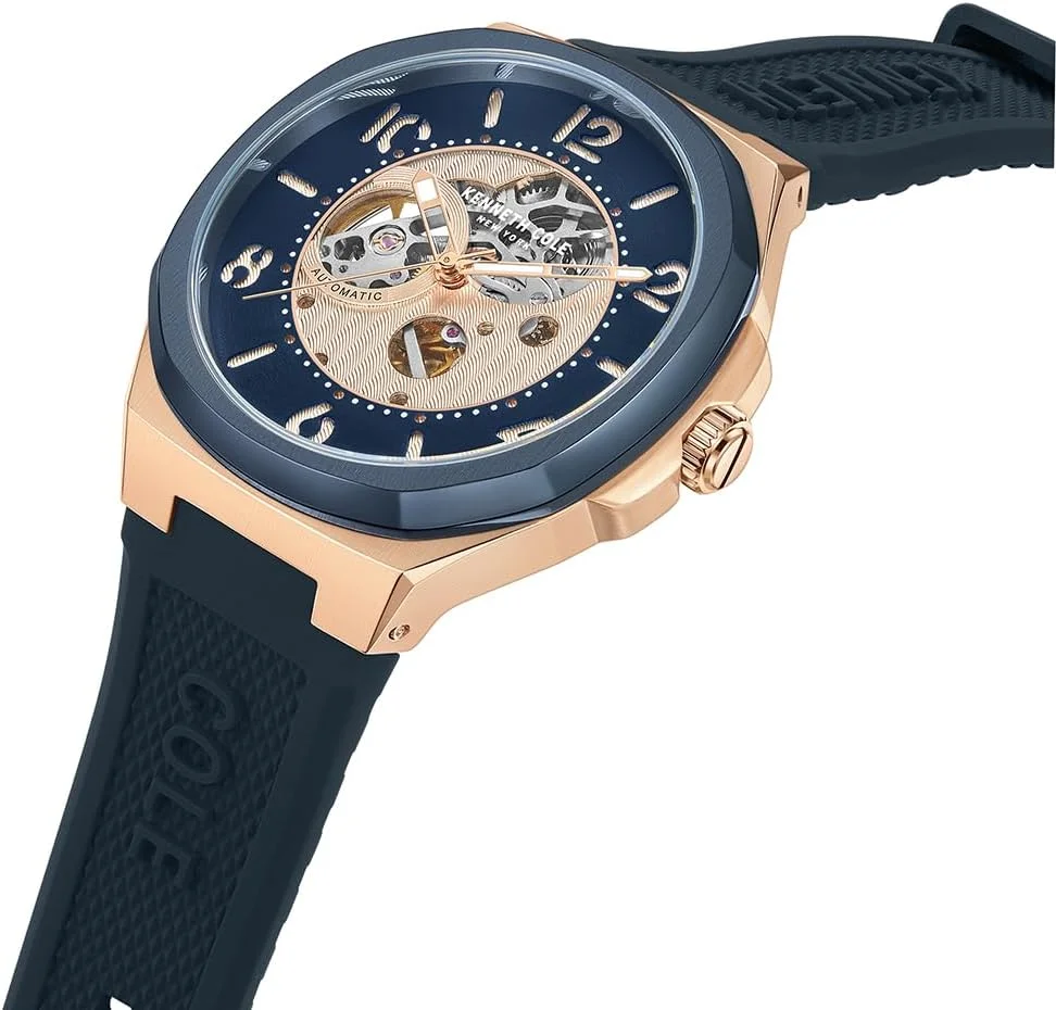 ساعت مچی آنالوگ مردانه کنت کول نیویورک با بند سیلیکونی سرمه ای، قطر 43.5 میلی متر، مقاومت در برابر آب 3ATM - مدل KCWGR2233101