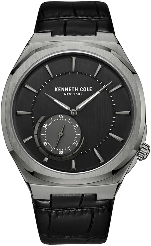 ساعت مچی مردانه کنت کول نیویورک با صفحه مشکی 44 میلی‌متری و بند چرمی مشکی کرنوگراف