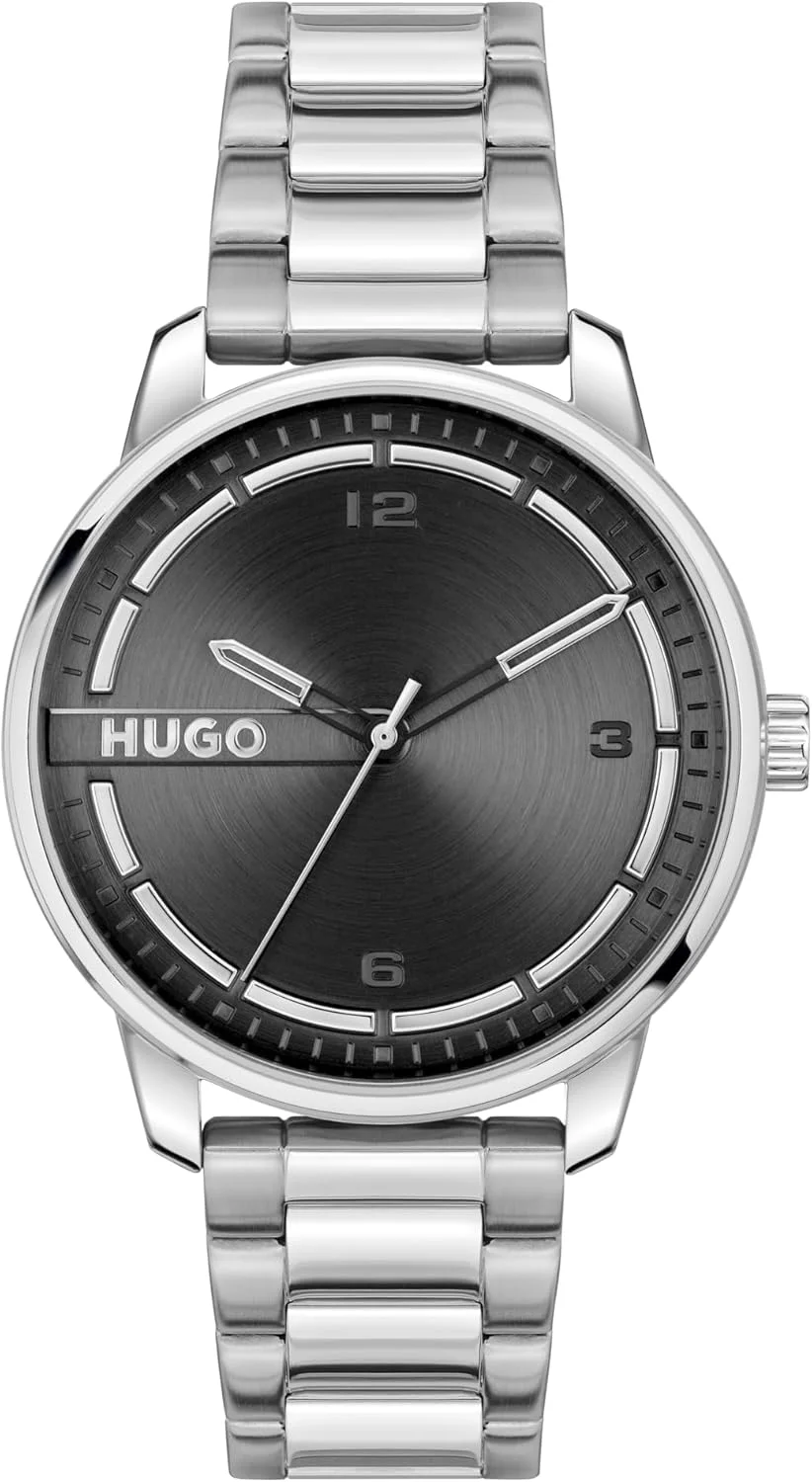 ساعت مچی مردانه HUGO #Stamp، کوارتز 3H، استیل ضد زنگ، مقاوم در برابر آب تا 3ATM/30 متر - ساعت کلاسیک و مدرن مینیمالیستی - هدیه برای او، 42 میلی متر