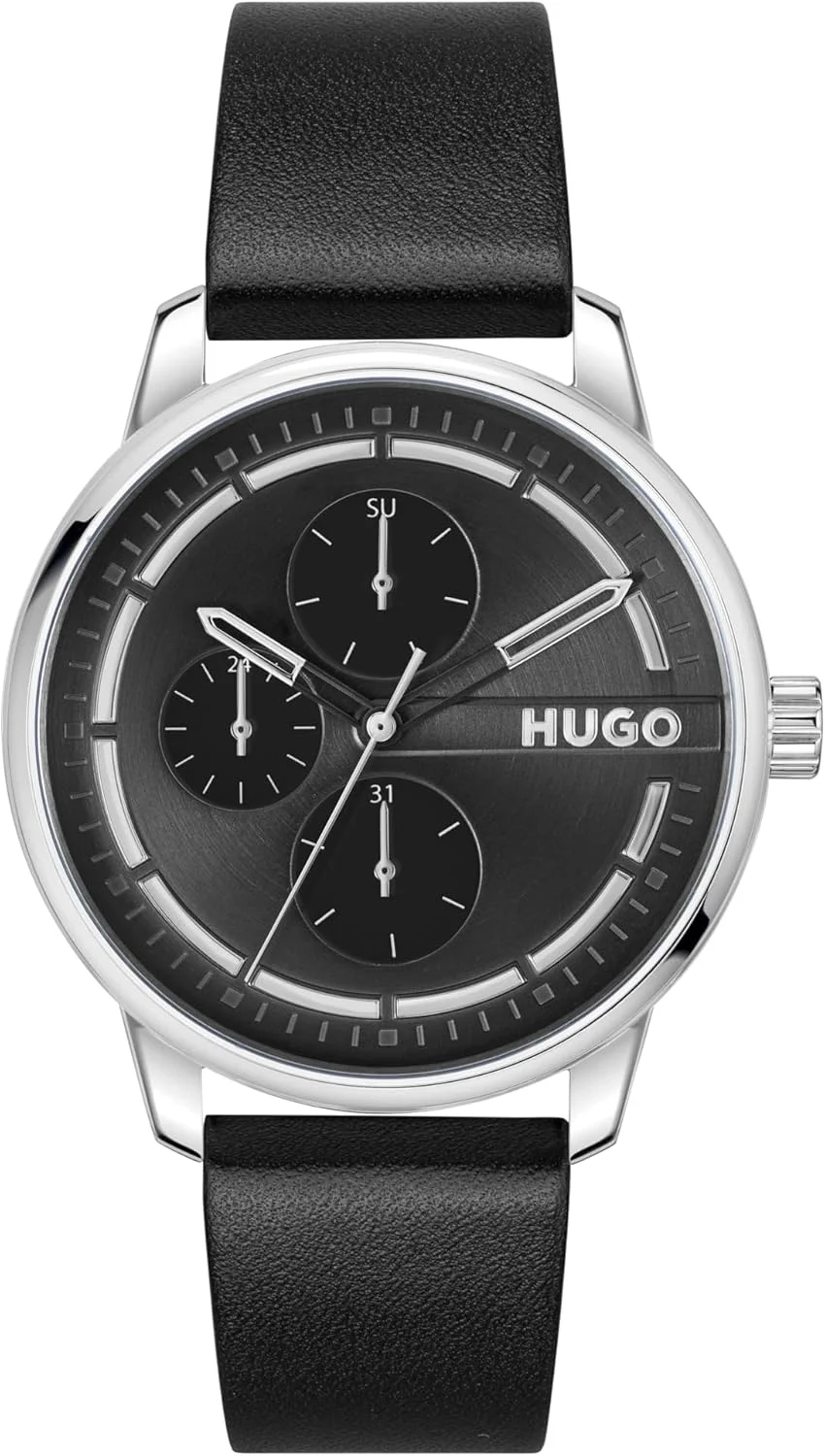 ساعت مچی چندکاره مردانه HUGO #Stamp Multi، استیل ضد زنگ، مقاوم در برابر آب تا 3ATM/30 متر - ساعت کلاسیک روزمره - هدیه برای او، 44 میلی متر