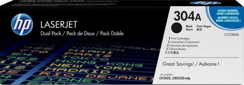 کارتریج های چاپ مشکی دو بسته ای رنگی لیزری اچ پی 304A مدل CC530AD