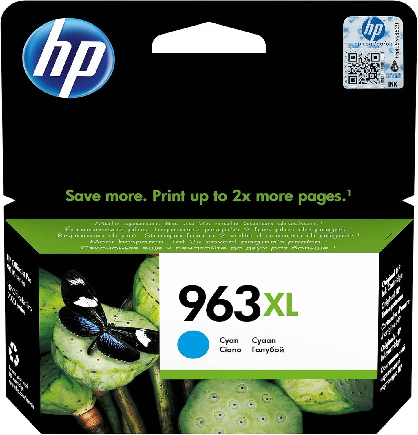 HP 3YP35AE کارتریج جوهر اصلی با بازدهی بالا 963XL، مشکی/فیروزه ای/سرخابی/زرد، بسته چندتایی