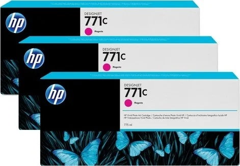 بسته ۳ عددی کارتریج جوهر اصلی سرخابی HP 771C مدل B6Y33A