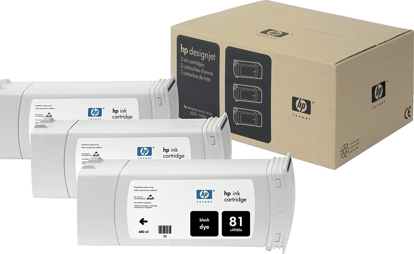 HP 81 بسته 3 عددی کارتریج جوهر مشکی 680 میلی لیتری DesignJet - مشکی | C5066A