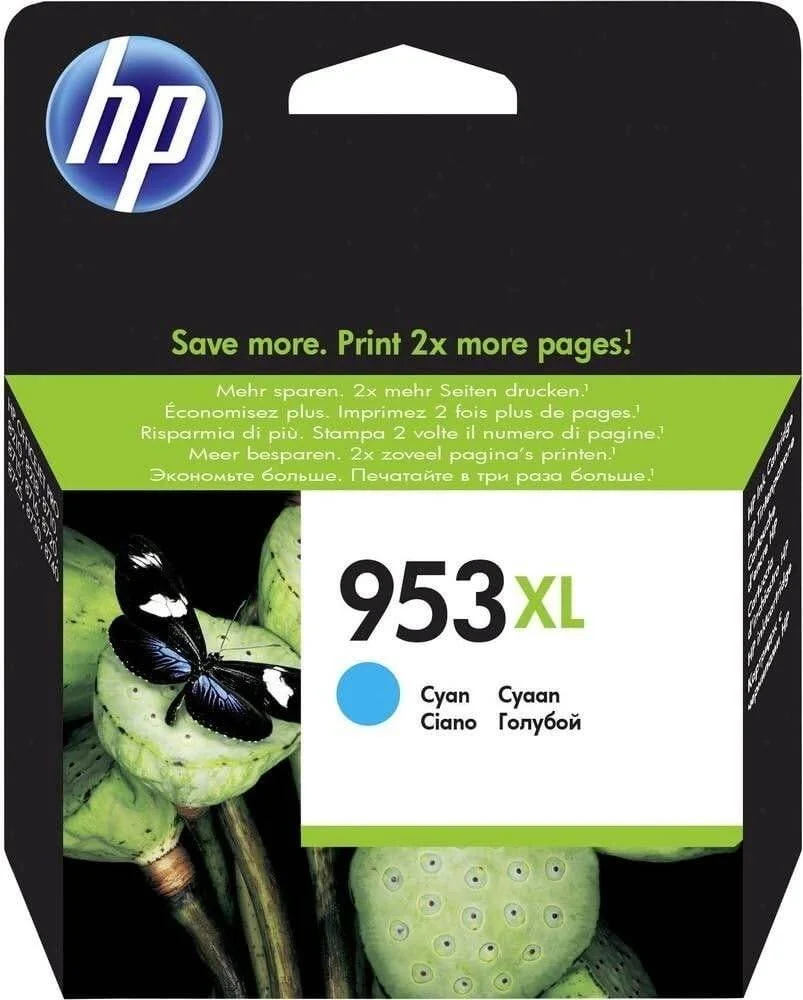 کارتریج جوهر اصلی HP 953XL Cyan با بازدهی بالا - بسته 10 عددی