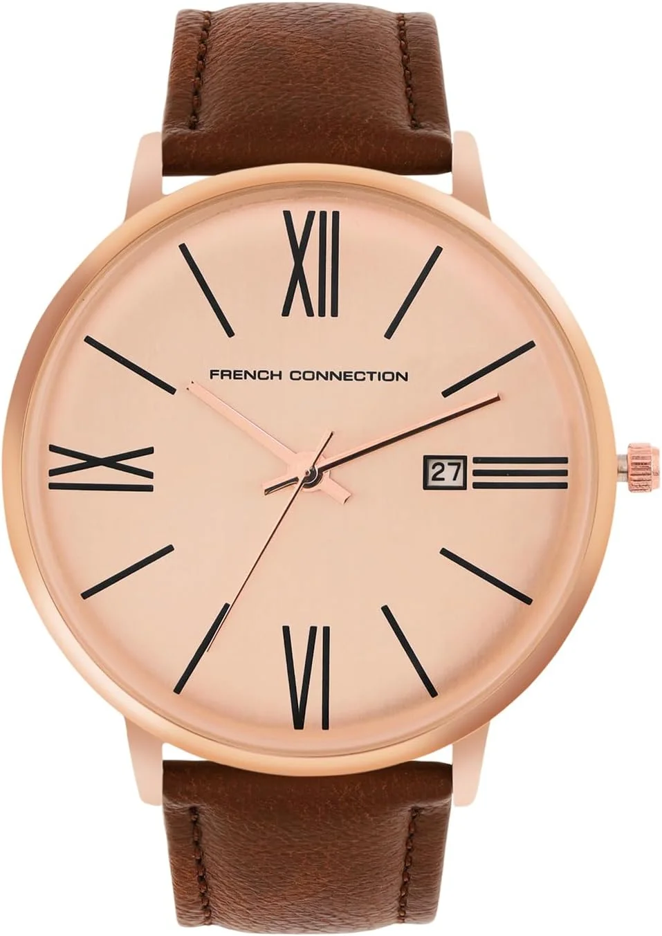 ساعت مچی مردانه آنالوگ French Connection مدل Spring-Summer 2023 با صفحه رزگلد-FCN00048A، قهوه ای، مدرن