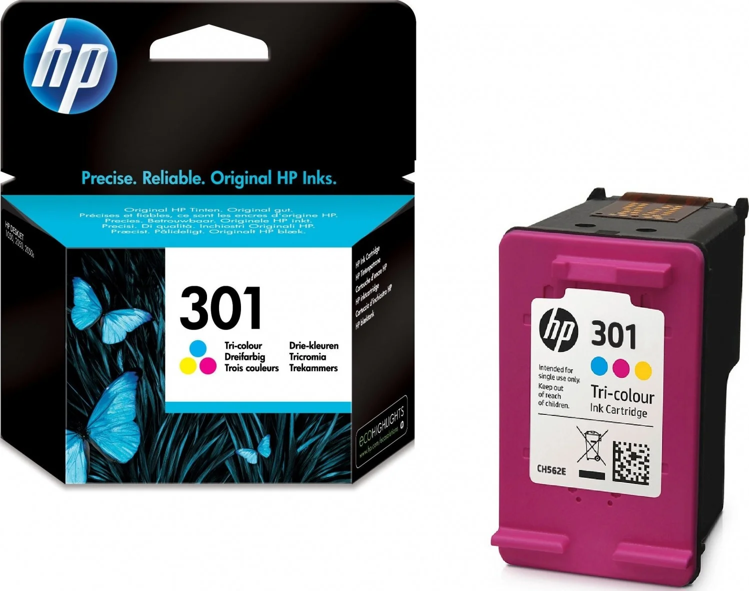 کارتریج جوهر رنگی سه رنگ اصلی HP 301 مدل CH562EE