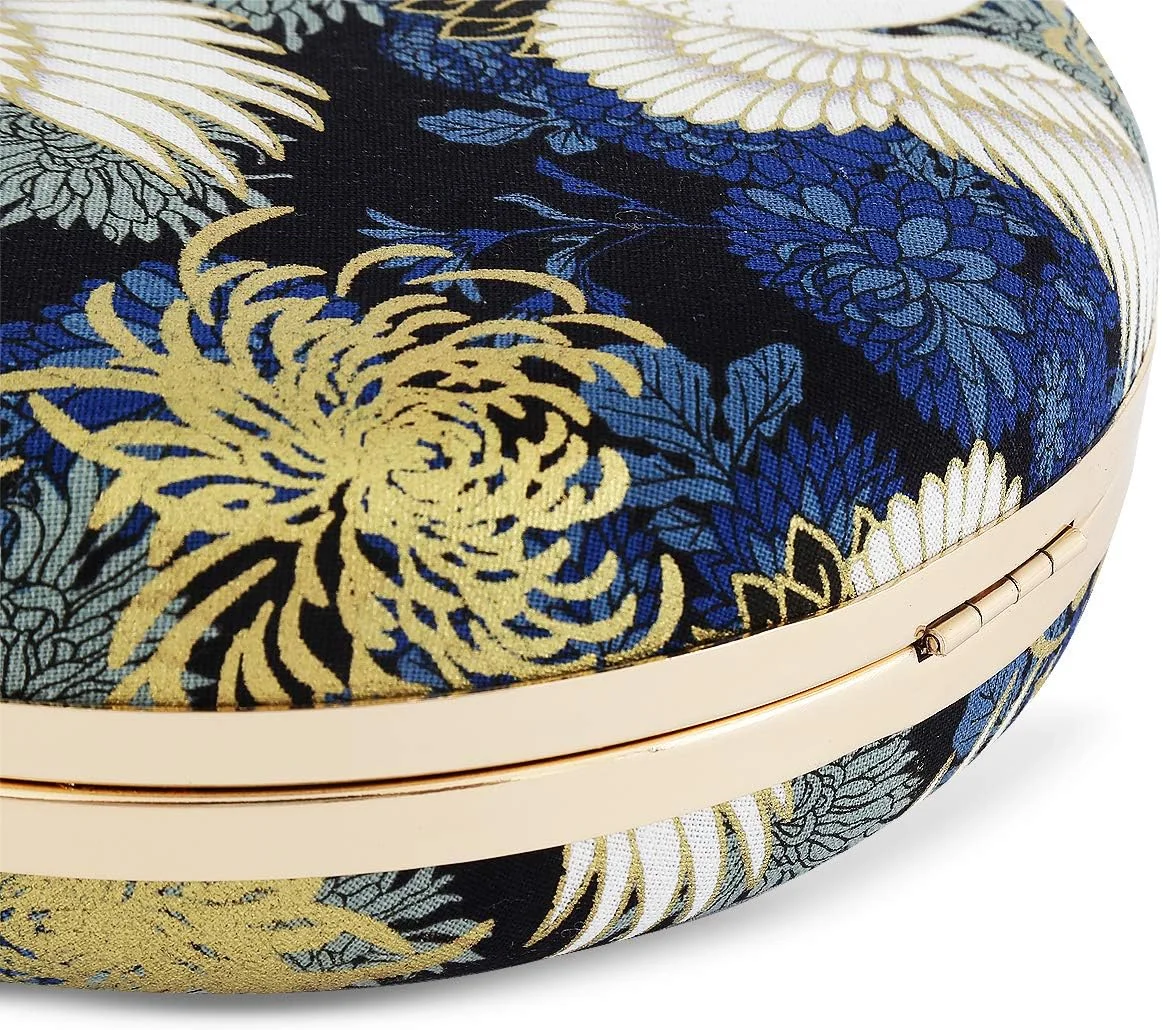 کیف کلاچ مجلسی زنانه، کیف دستی مجلسی طراح، کیف دستی مهمانی زنانه، کیف پول عروسی، آبی - بزرگ گرد