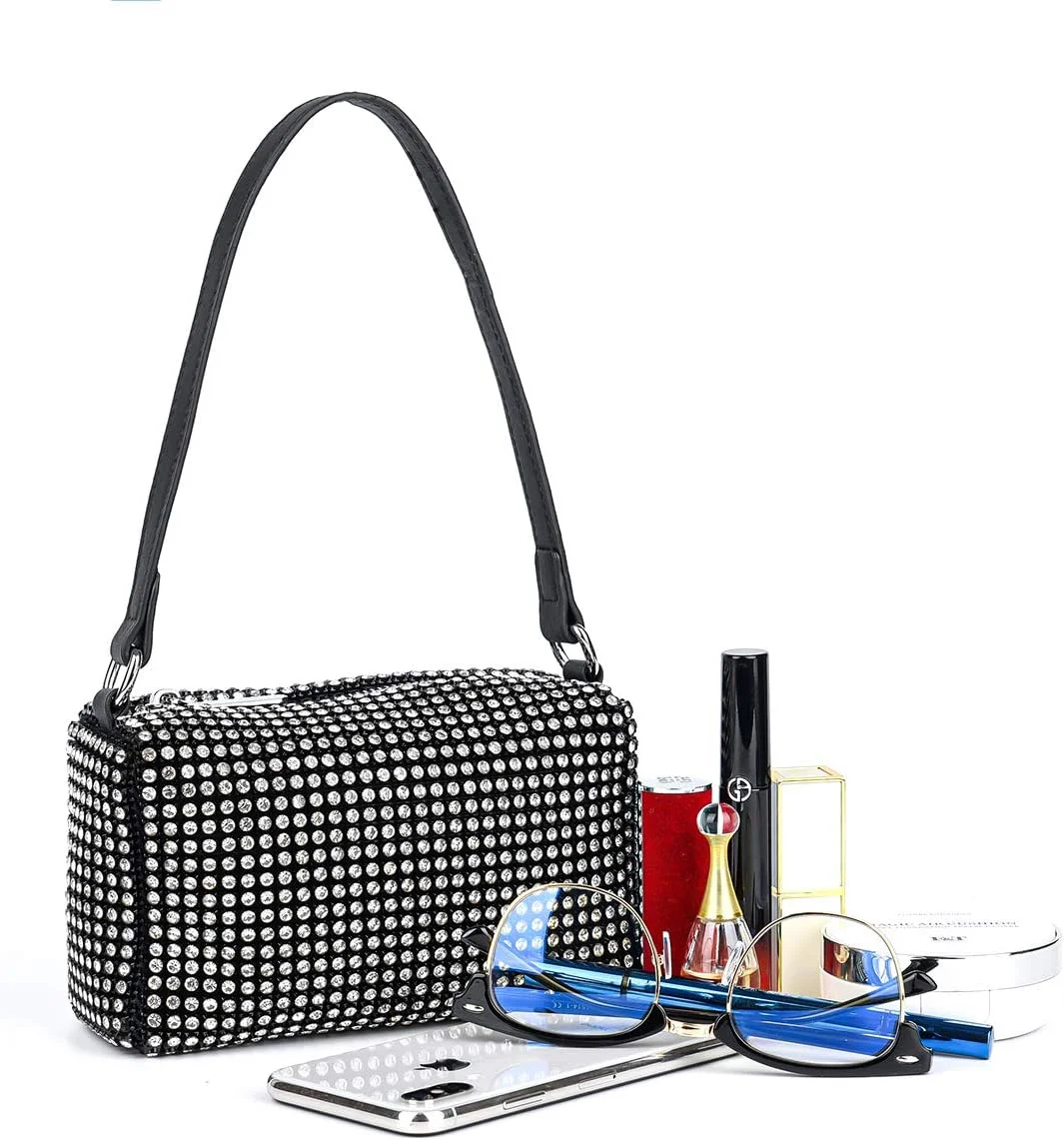 کیف دستی مجلسی زنانه با تزیینات براق، کیف دوشی درخشان، مناسب عروسی، مهمانی و کلاب