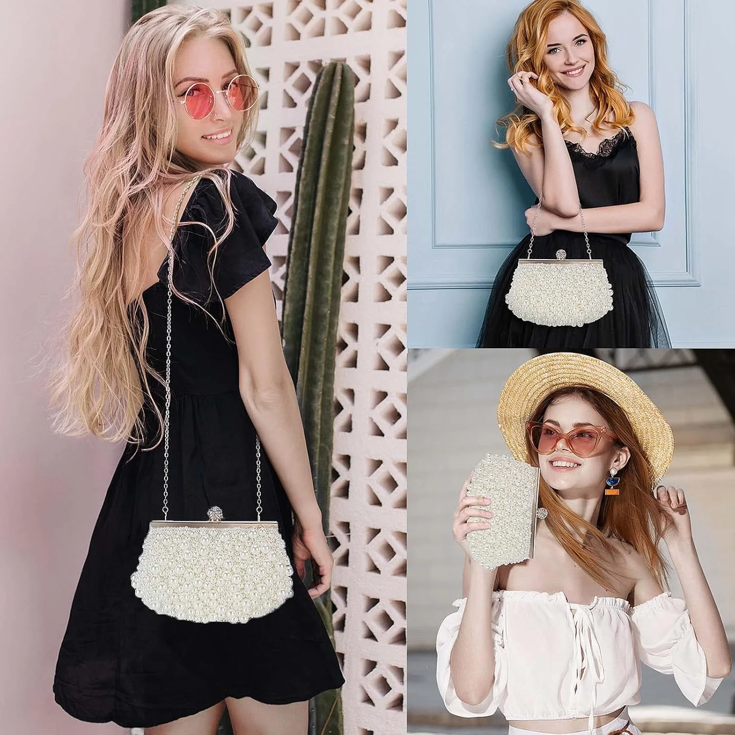 کیف دستی مرواریدی UBORSE زنانه، کیف مجلسی، کیف عروسی مهره‌دار رسمی، کیف دستی مهمانی کوکتل زنانه