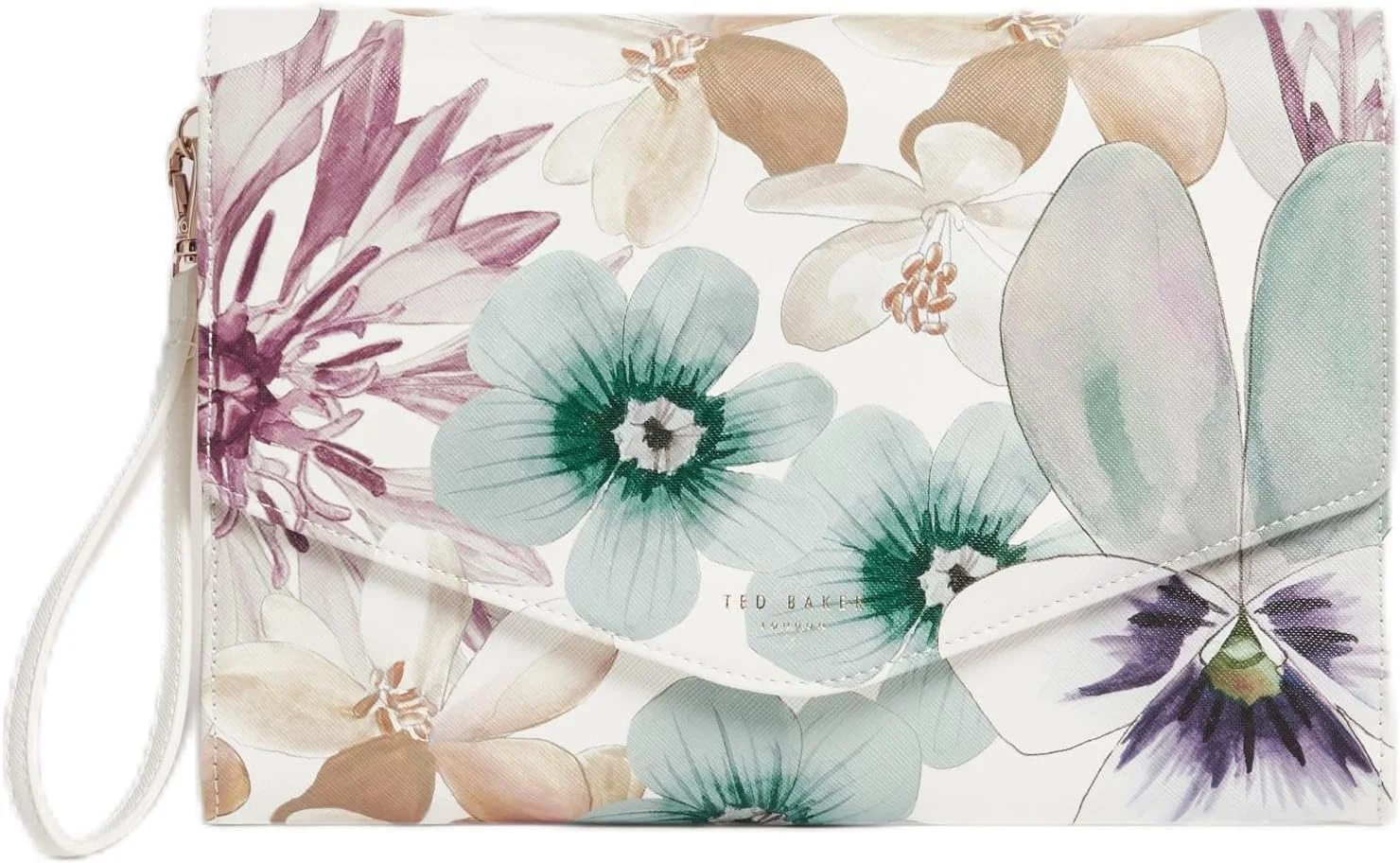 کیف دستی پاکتی تِد بیکر لندن مدل Helinii با طرح گلبرگ، سایز واحد، سفید
