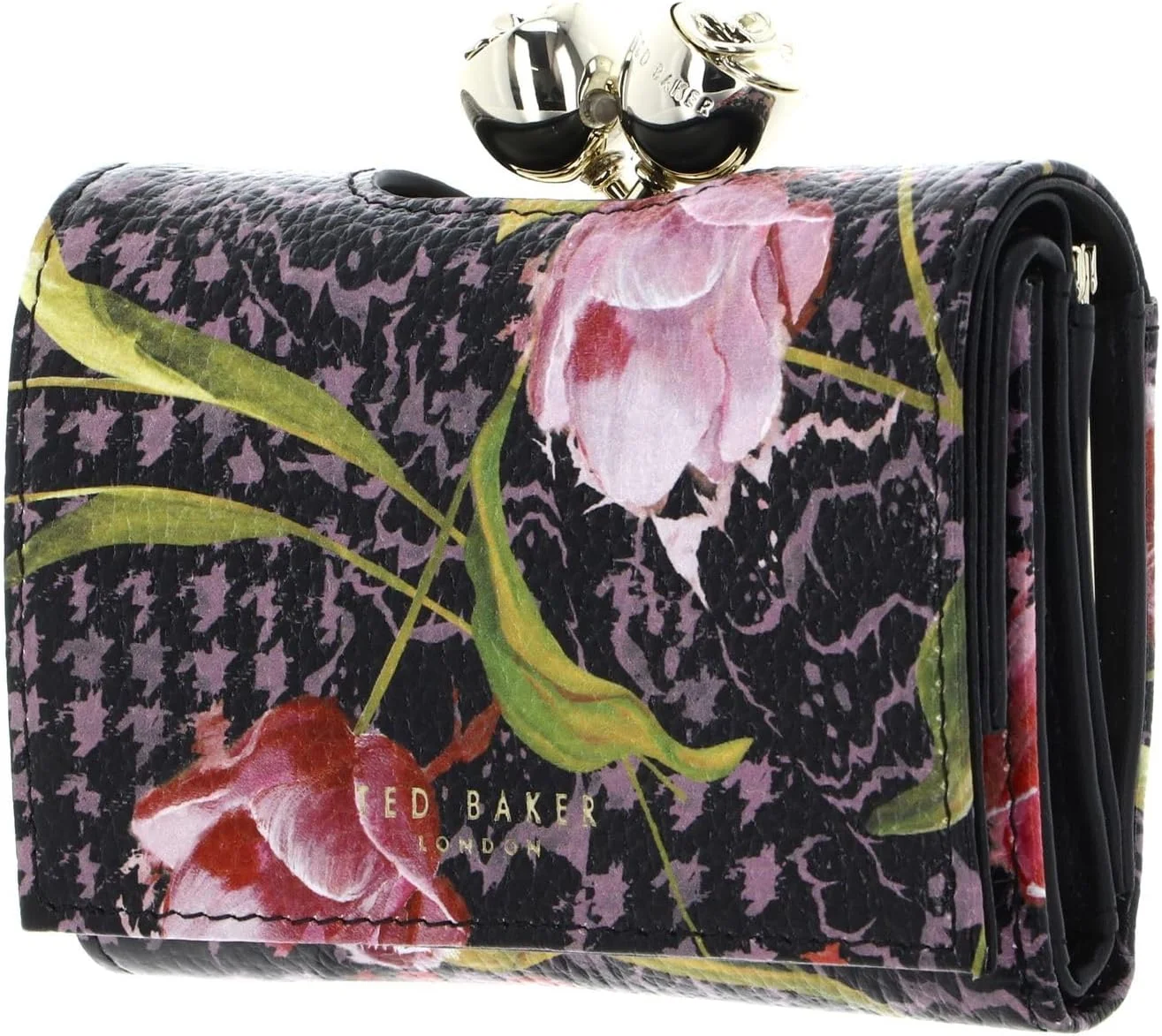 کیف پول چرمی کوچک زنانه تد بیکر مدل Tulna با طرح گل، مشکی