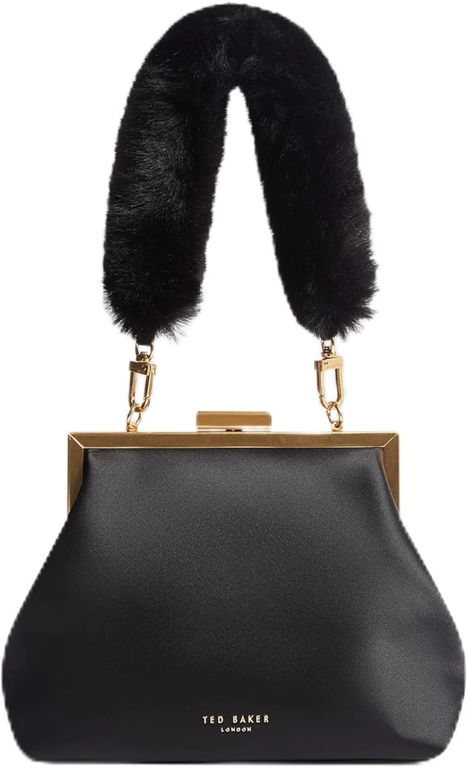 کیف کلاچ دسته خزدار ساتن تد بیکر مدل Purcey، سایز تک، مشکی