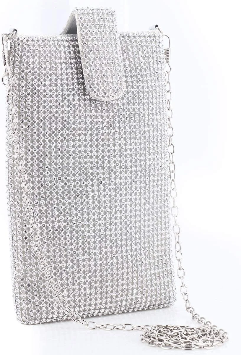 کیف دستی مجلسی زنانه، کیف کلاچ، کیف کوچک دوشی توری فلزی، کیف پول موبایل