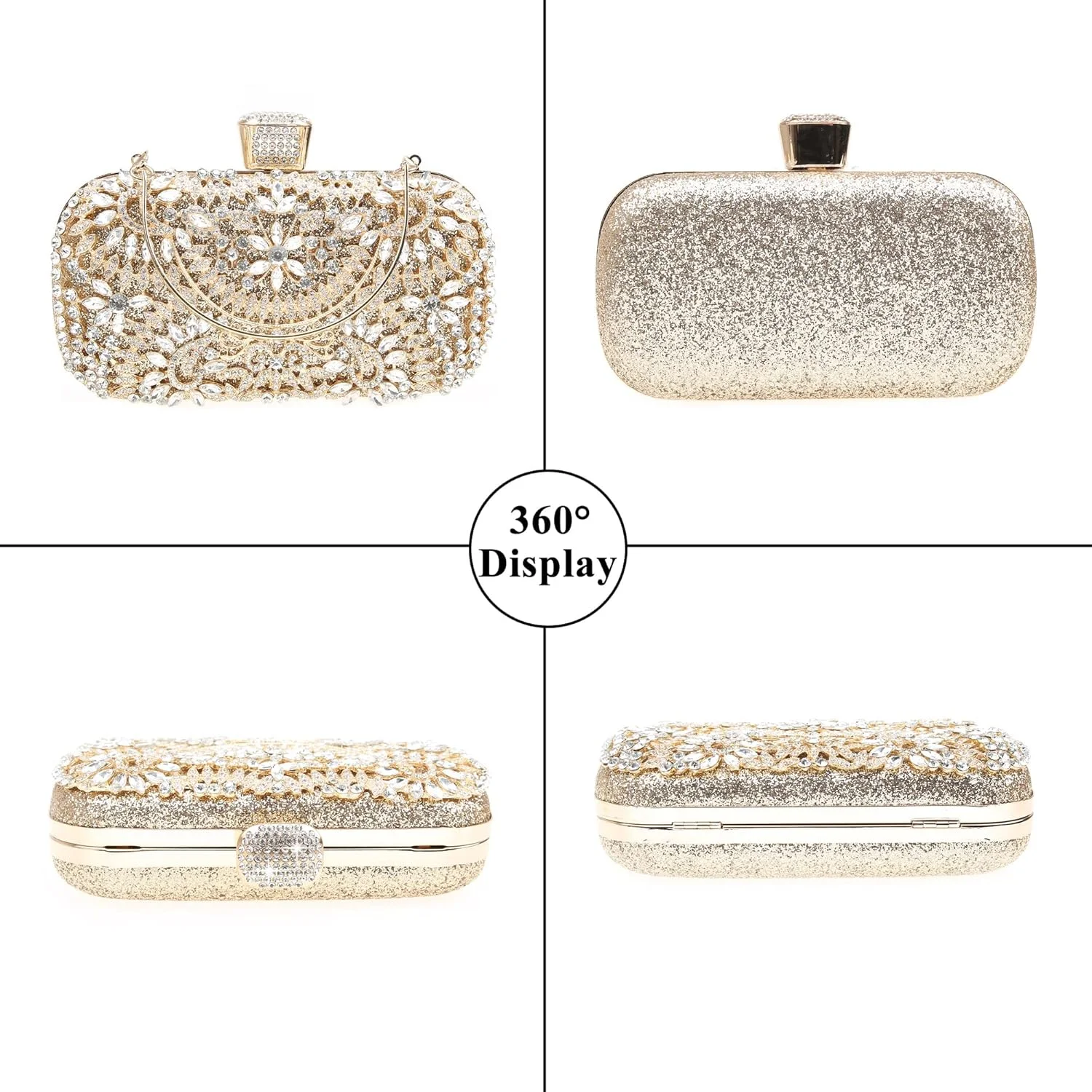 کیف دستی کلاچ زنانه TERRIFI، کیف دستی پولکی درخشان و مجلسی با سنگ های تزئینی، کیف شانه ای لوکس برای عروسی و مهمانی های شب