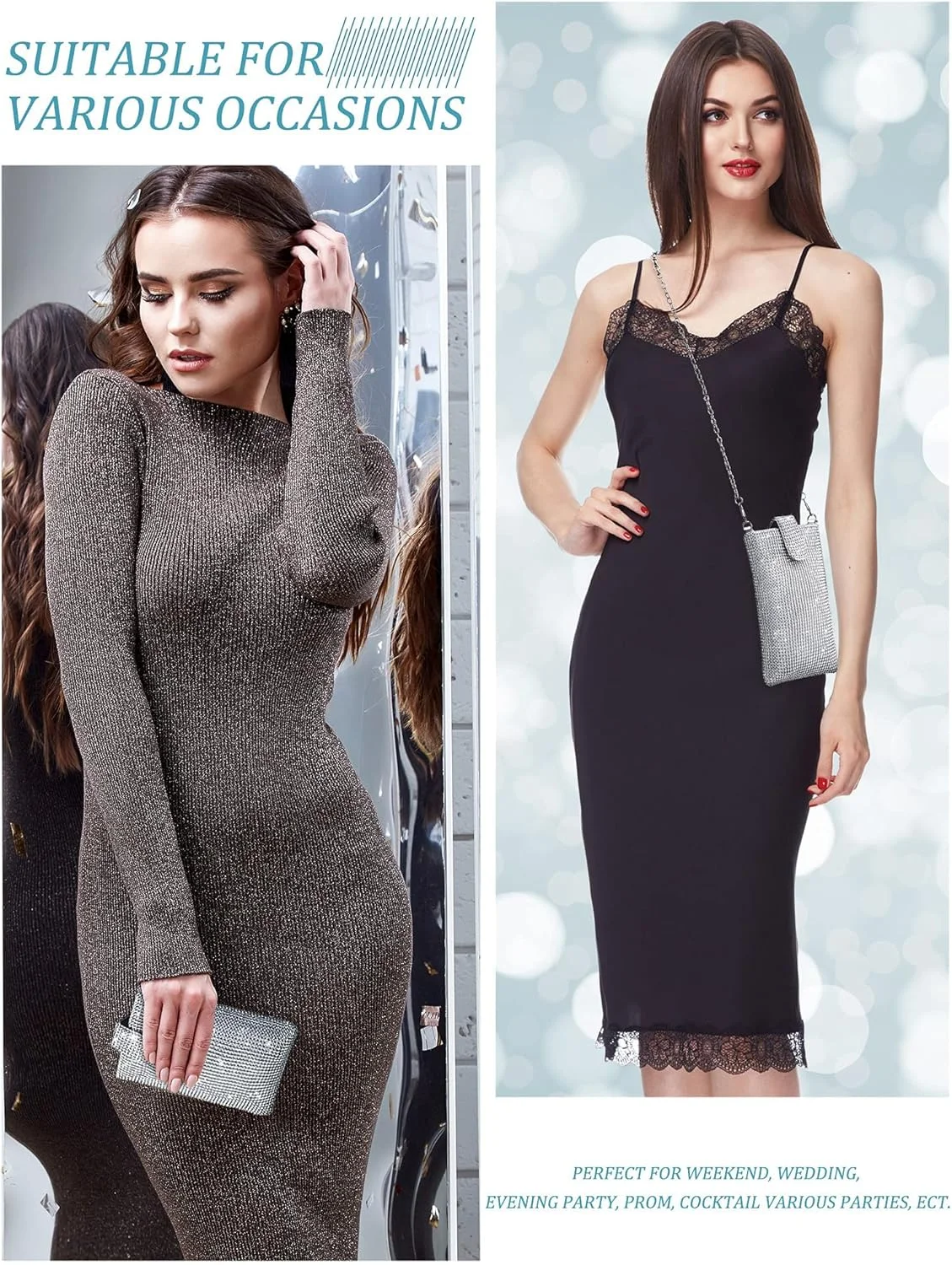 کیف دستی مجلسی زنانه، کیف کلاچ، کیف کوچک دوشی توری فلزی، کیف پول موبایل