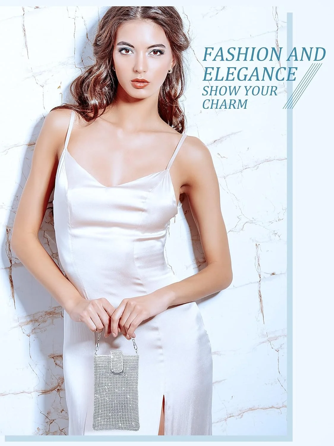 کیف دستی مجلسی زنانه، کیف کلاچ، کیف کوچک دوشی توری فلزی، کیف پول موبایل