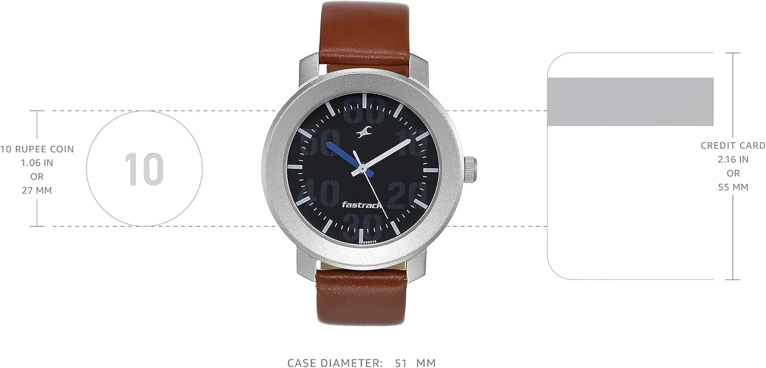 ساعت مچی عقربه‌ای پسرانه فستراک با بند چرمی قهوه‌ای مدل 3121SL01
