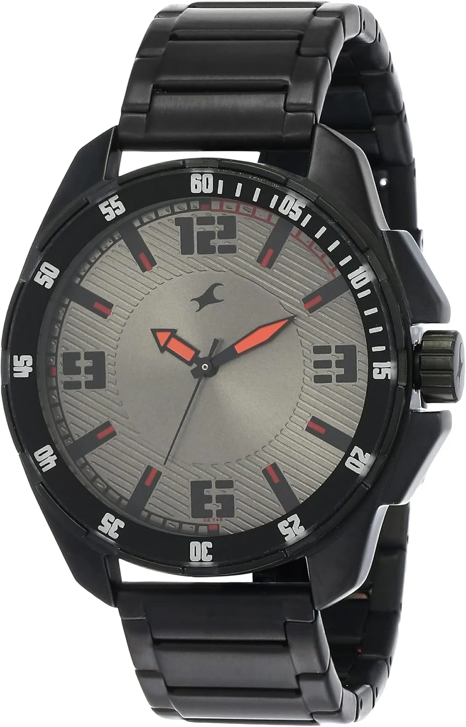 ساعت مچی آنالوگ مردانه Fastrack Titan 3084NM01 با صفحه نقره ای فلزی، نشانگرهای متضاد و بند خاکستری