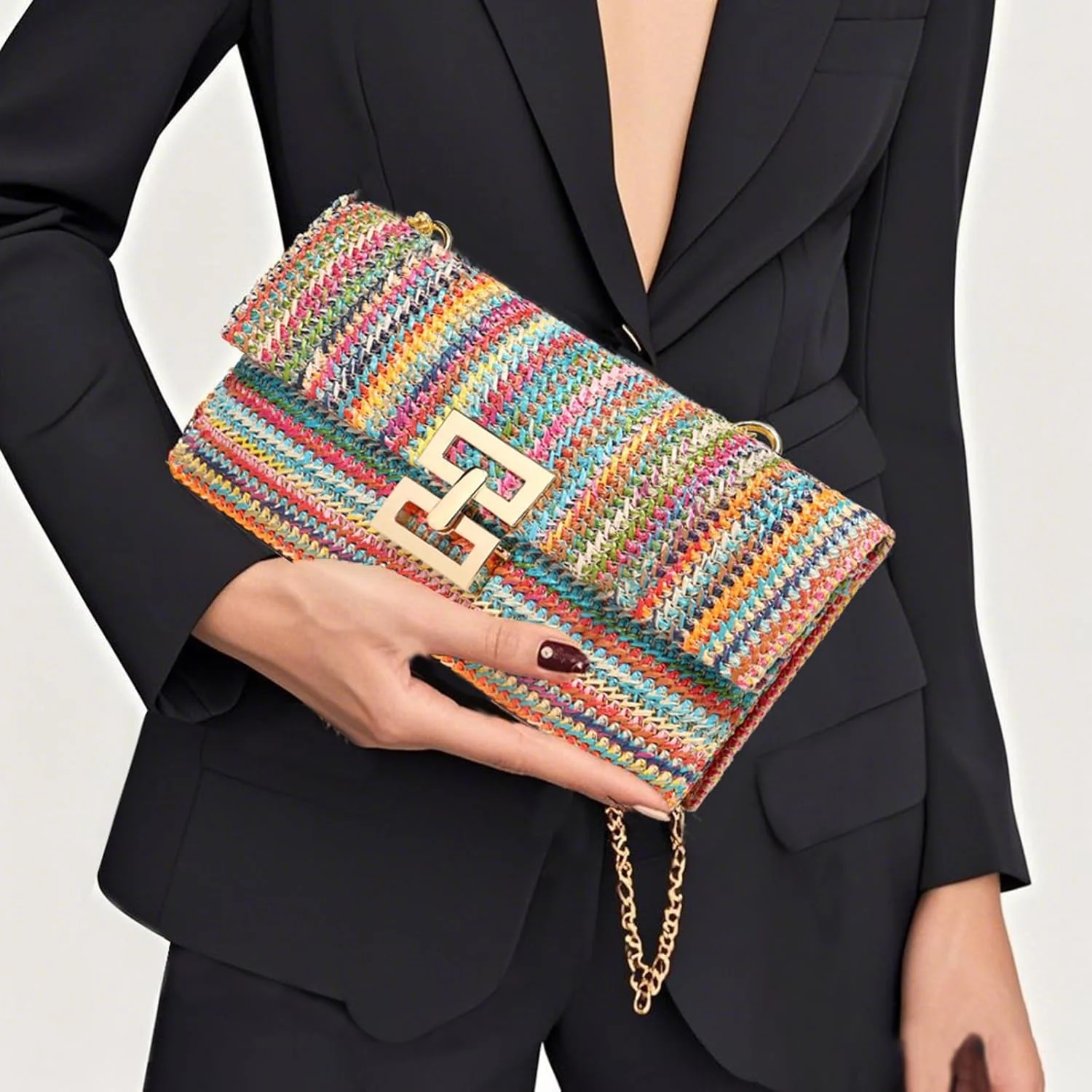 کیف کلاچ حصیری تزویق، کیف دستی زنانه، کیف پاکتی، کیف دوشی و کیف ساحلی