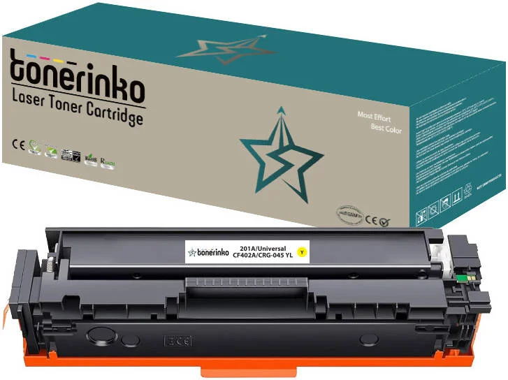 کارتریج تونر سازگار تونرینکو، برای HP 201A، CF400A، CF401A، CF402A، CF403A، Color LaserJet Pro MFP M277dw، M252dw، M277n، M252n، M277c6 (زرد 201A/یونیورسال، CF402A/CRG-045 YL) | CRG-045 YL
