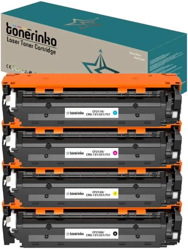 کارتریج تونر جایگزین پریمیوم Tonerinko سازگار با HP 131A CF210A CF211A CF212A CF213A، برای پرینترهای HP LaserJet Pro 200 Color M251nw، M251n (1 مشکی، 1 فیروزه ای، 1 سرخابی، 1 زرد) | 131A