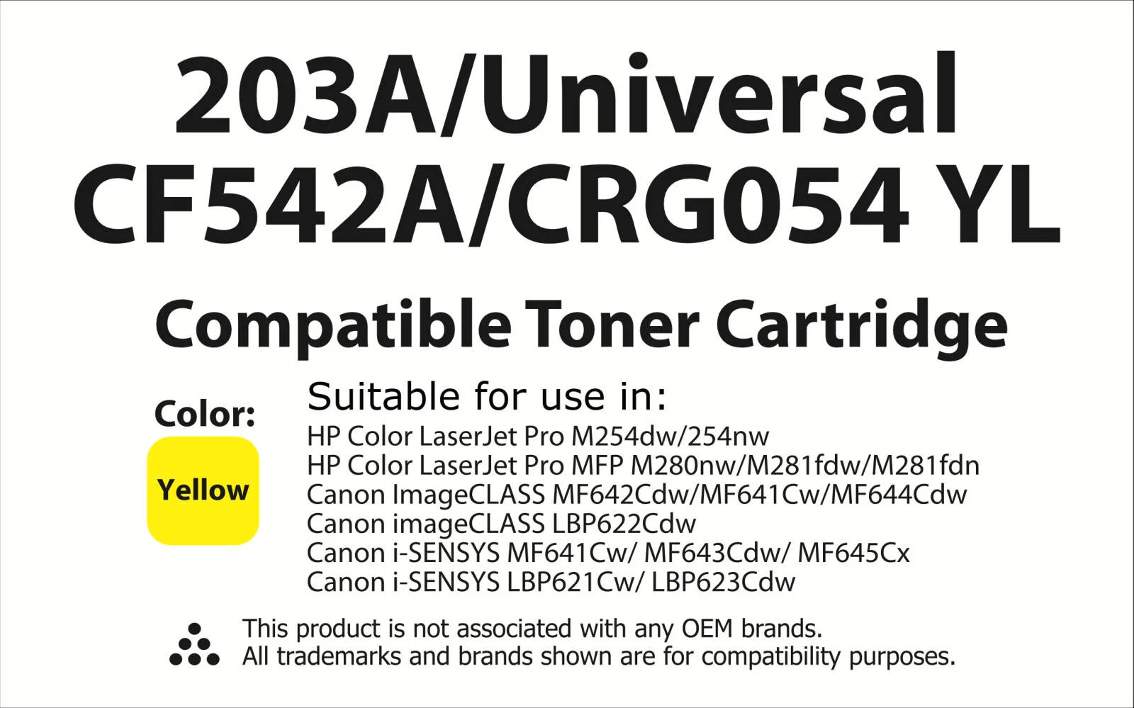 کارتریج تونر جایگزین پریمیوم تونرینکو سازگار با HP 203A CF540A و 203X CF540X، برای HP LaserJet Pro MFP M281fdw, M254dw, M280nw (زرد 203A/یونیورسال، CF542A/CRG054 YL) | CRG054 YL کارتریج تونر جایگزین پریمیوم تونرینکو سازگار با HP 203A CF540A و 203X CF540X، برای HP LaserJet Pro MFP M281fdw, M254dw, M280nw (زرد 203A/یونیورسال، CF542A/CRG054 YL) | CRG054 YL