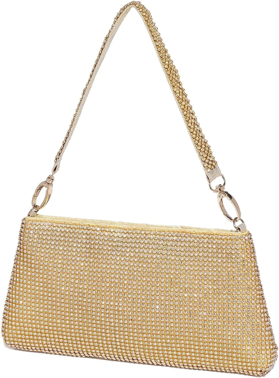 کیف کلاچ مجلسی کریستالی زنانه SYOSI، کیف پول پولکی و درخشان نگین دار برای مهمانی عروسی جشن (طلایی)