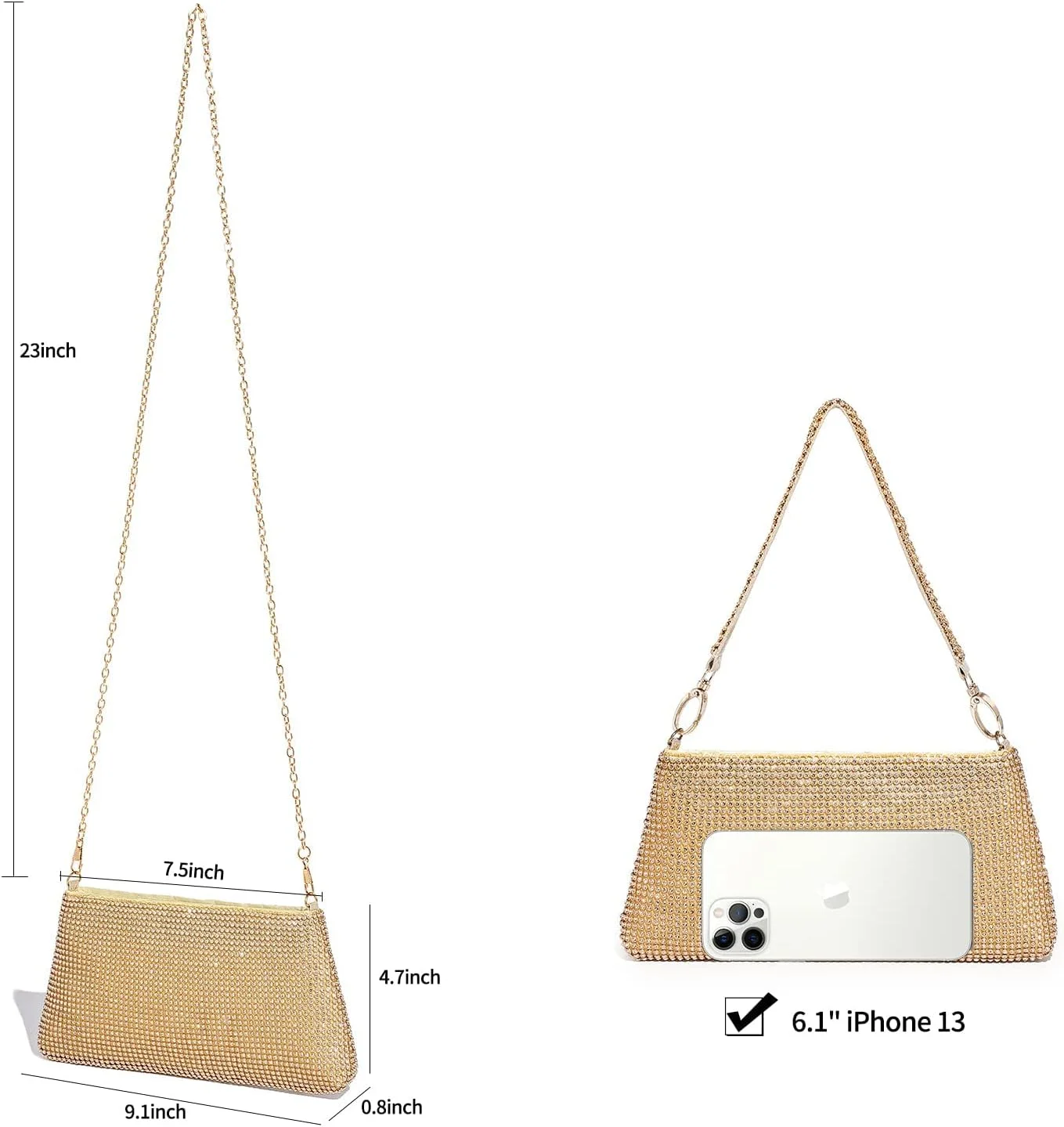 کیف کلاچ مجلسی کریستالی زنانه SYOSI، کیف پول پولکی و درخشان نگین دار برای مهمانی عروسی جشن (طلایی)