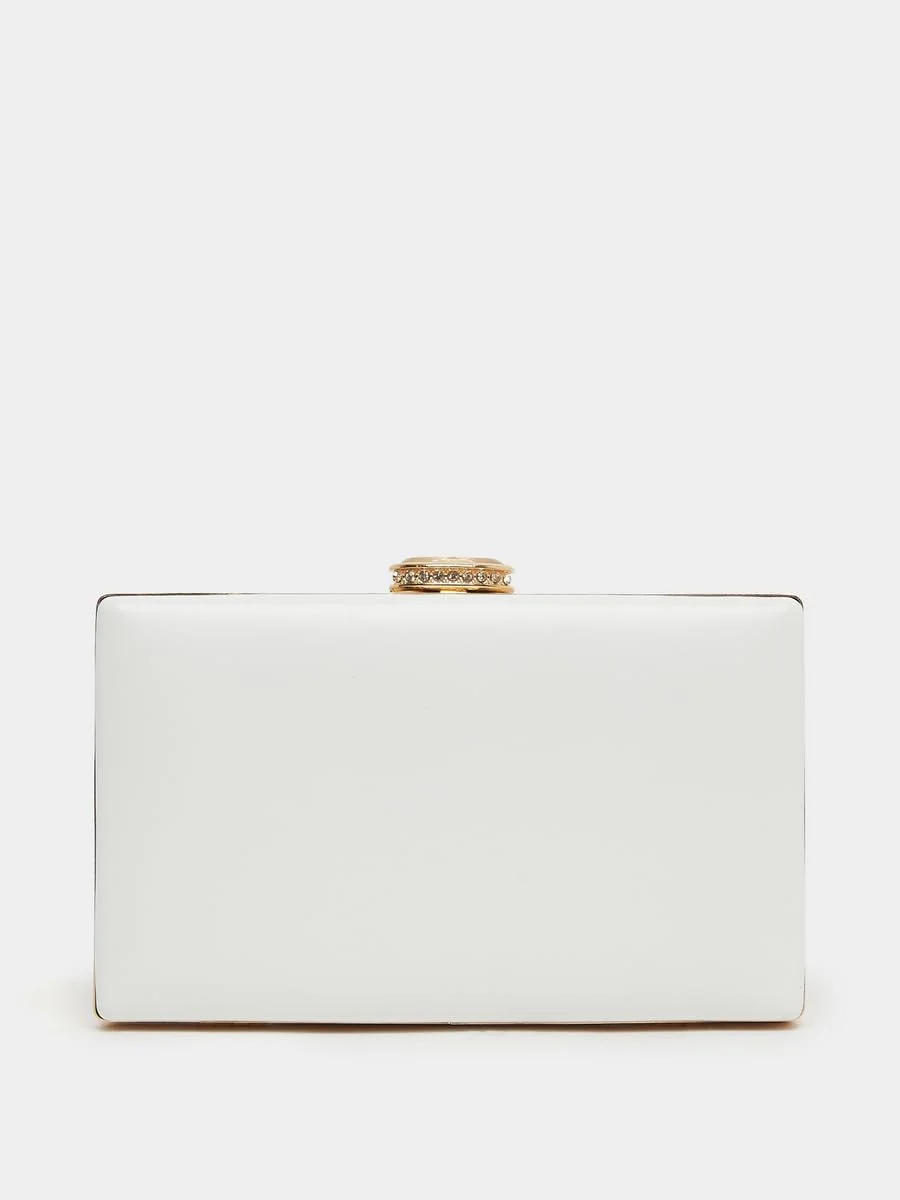 کیف دستی زنانه استایلی با تزیین گل و بند زنجیری، سایز واحد، کرم